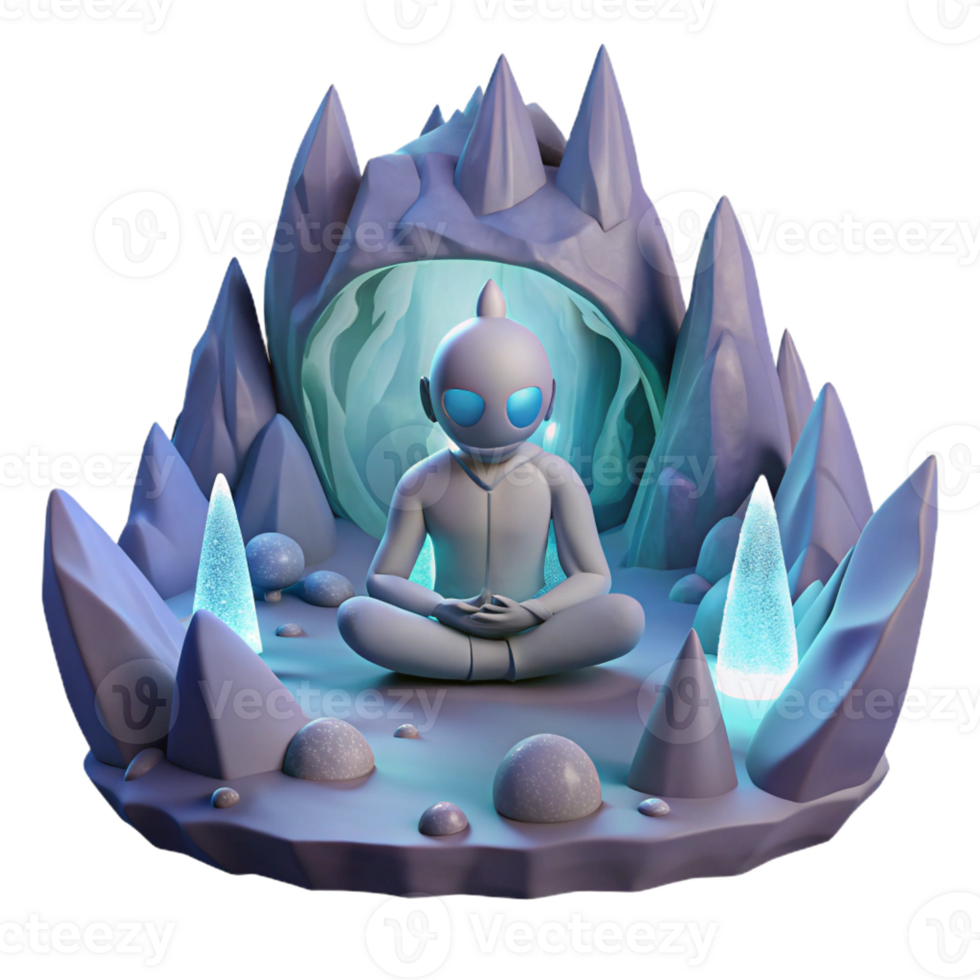 wonderful abstract A Lone Space Explorer Meditating Inside a premium png