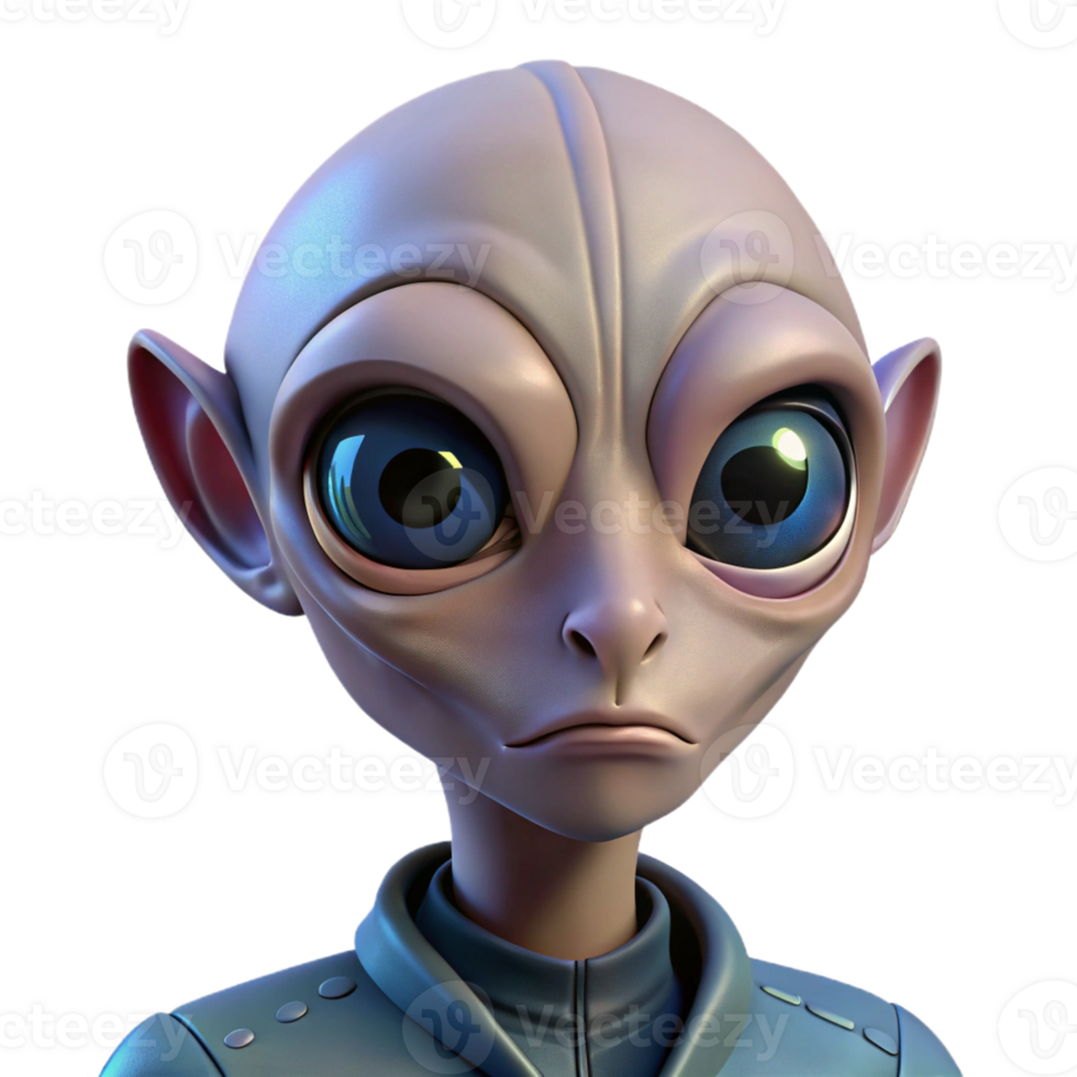 stunning creative A portrait of an alien with large, expressive eyes and intricate facial markings. Soft, portrait lighting. Alien portrait style high quality png