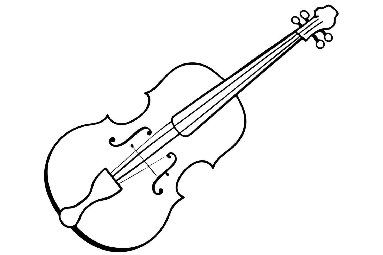 Simple black and white line drawing of a violin vector