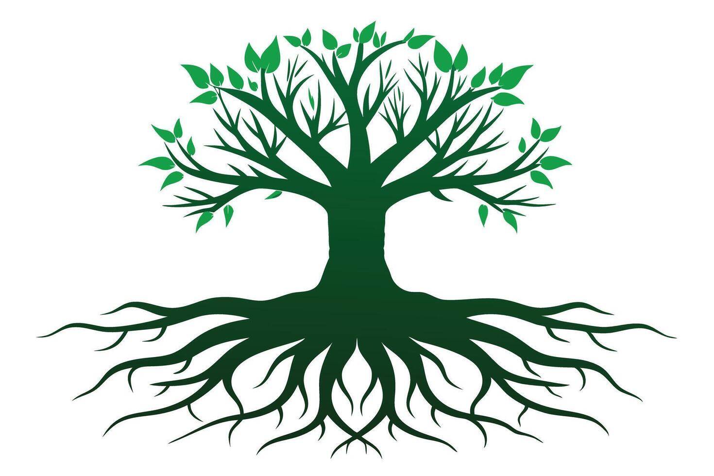A Illustrative image of a strong, rooted tree. vector