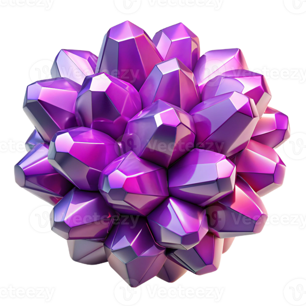 magnificent abstract A cluster of crystalline structures in shades of rose and violet, reflecting light internally, bright studio lighting, geometric abstraction premium png