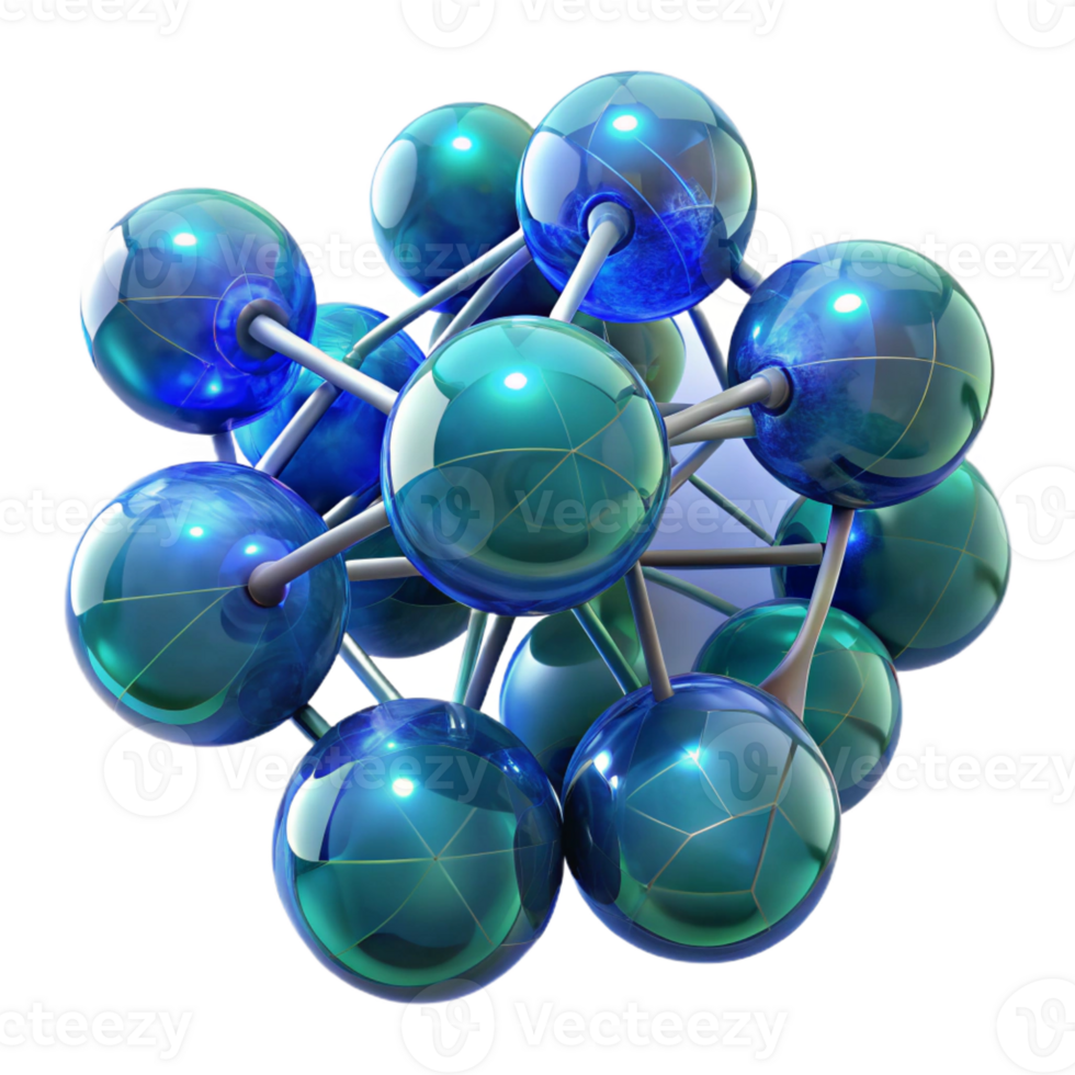 dramatic abstract A cluster of glowing emerald and sapphire spheres, interconnected by thin tendrils, soft diffused lighting, bioluminescent aesthetic detailed png