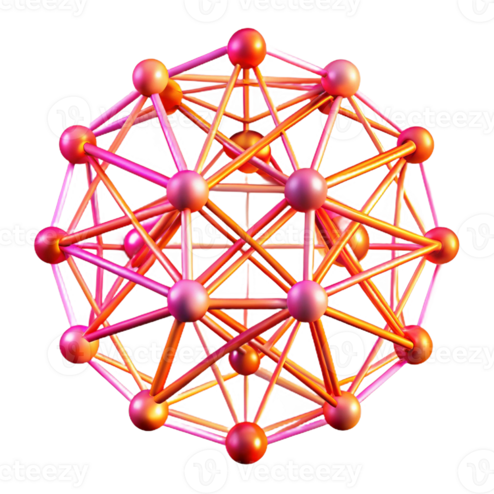 elegant contemporary A network of pulsating neon pink and orange lines, forming a complex web, high contrast lighting, digital art style premium png