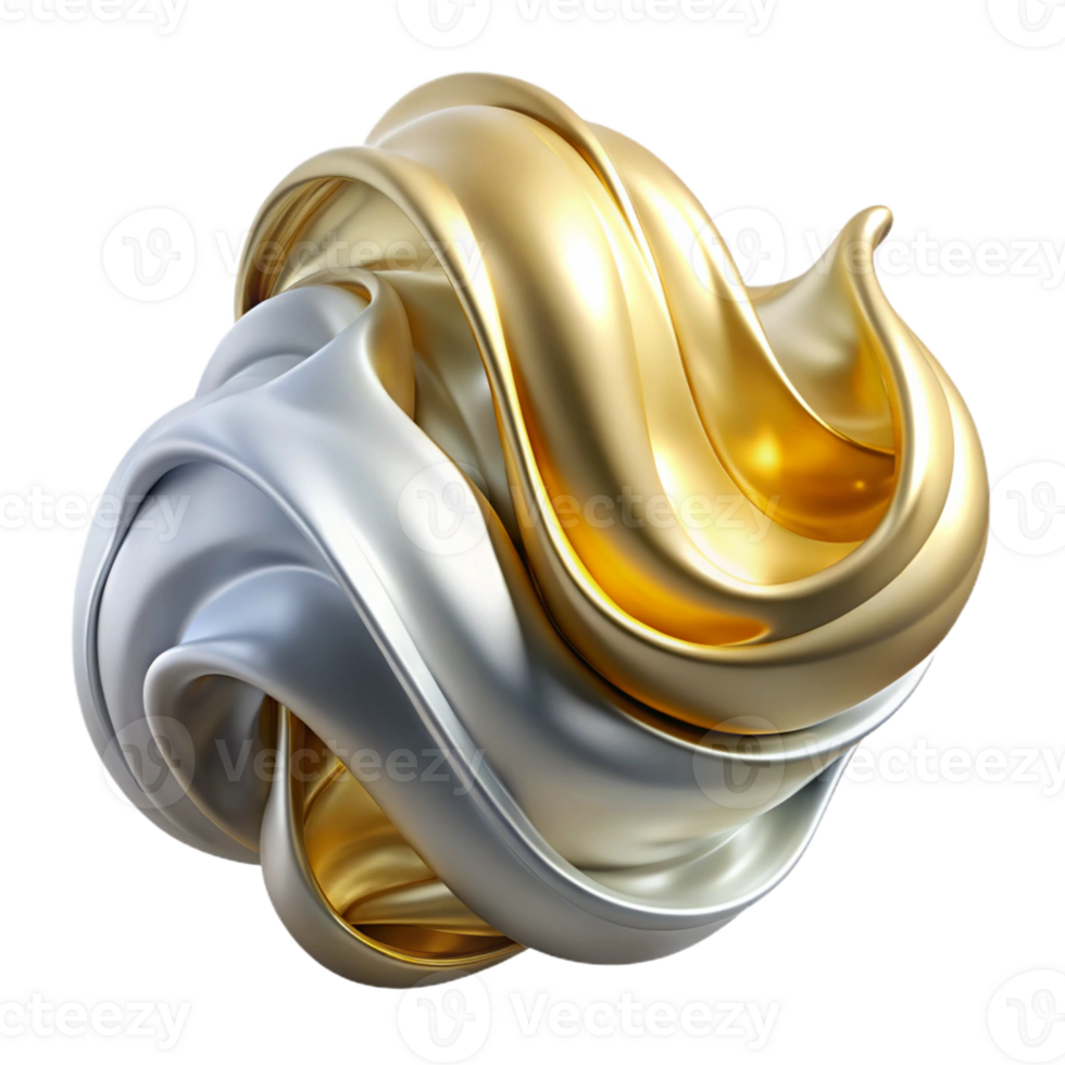 wonderful abstract Fluid streams of silver and gold, blending seamlessly together, soft ambient lighting, surrealism style high resolution png