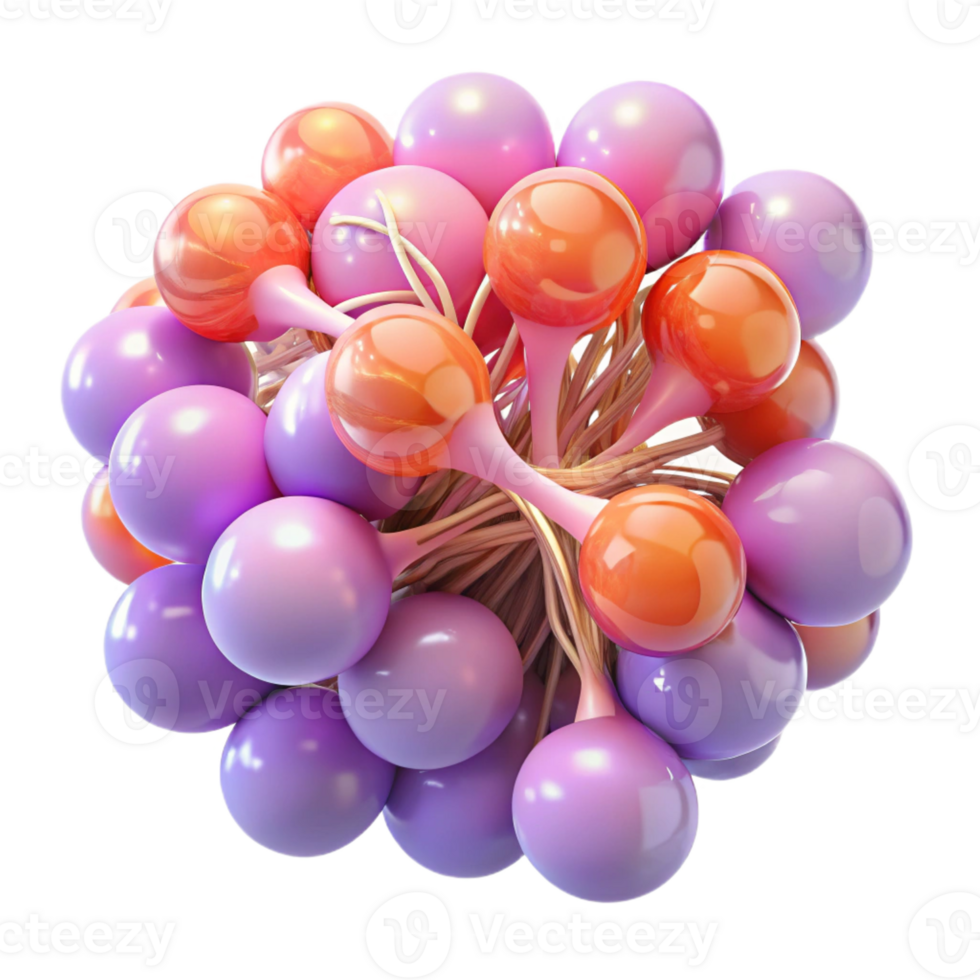 extraordinary rustic A cluster of glowing lavender and coral spheres, interconnected by thin tendrils, soft diffused lighting, bioluminescent aesthetic high quality png