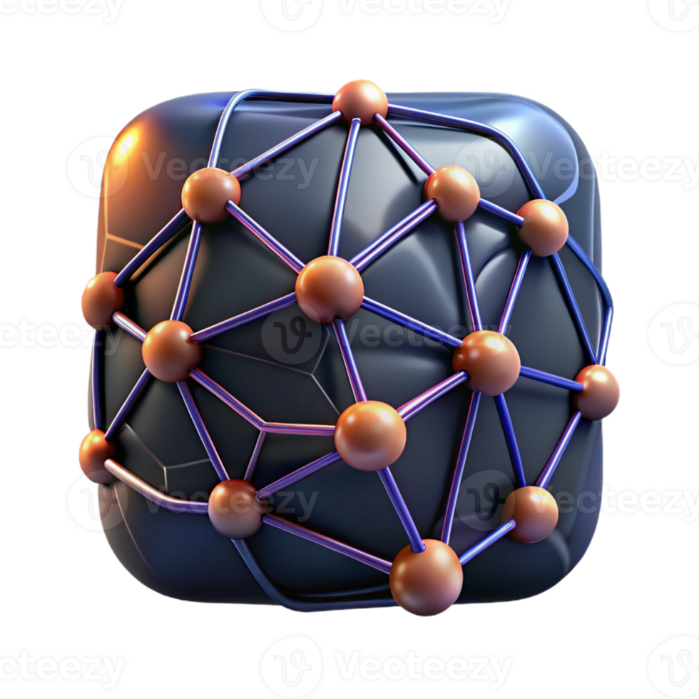 wonderful creative A stylized representation of a neural network with branching connections and glowing nodes, dark background with neon accents, abstract AI art style high quality png