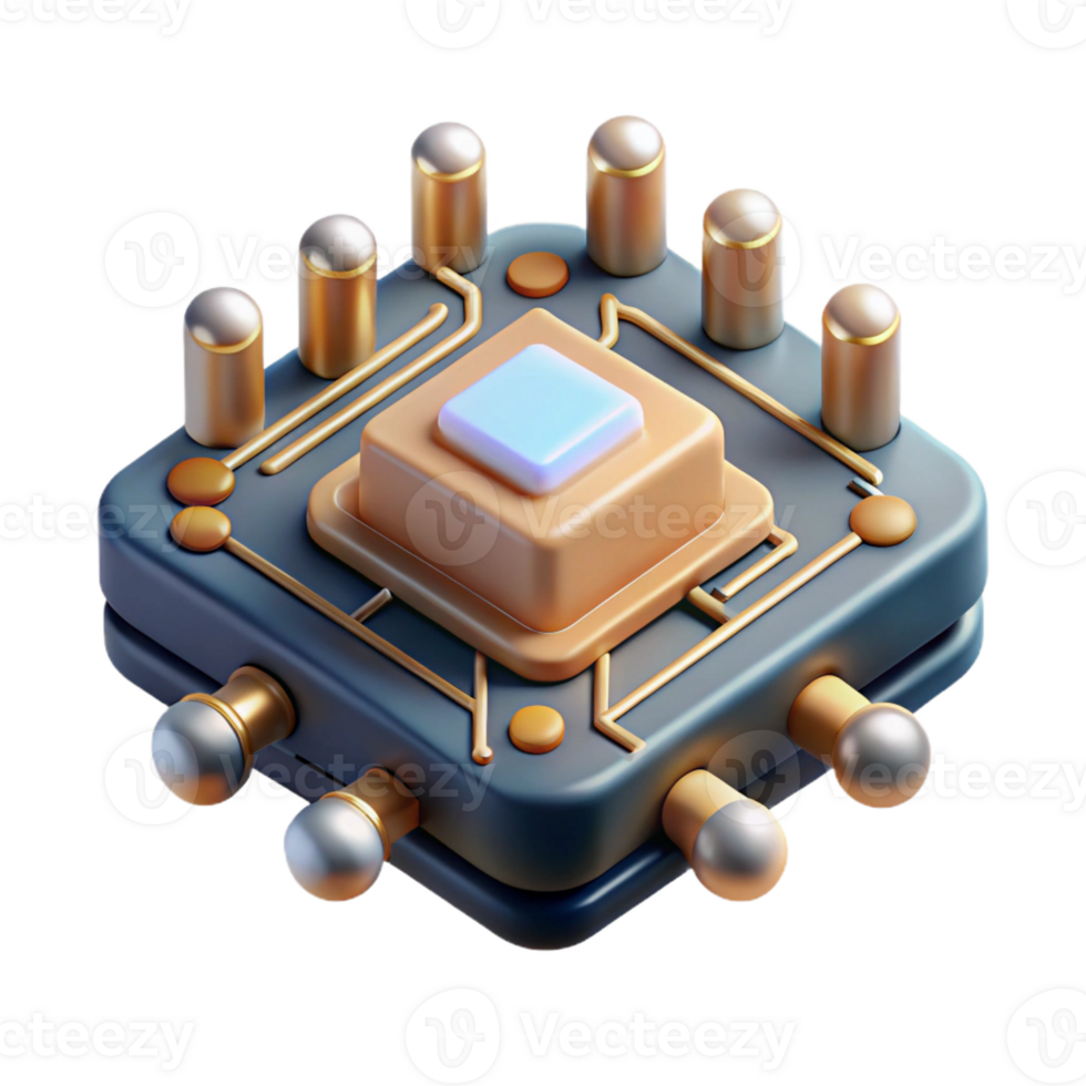 elegant artistic A single, stylized circuit board component with intricate traces and glowing transistors, studio lighting, abstract tech art style original png
