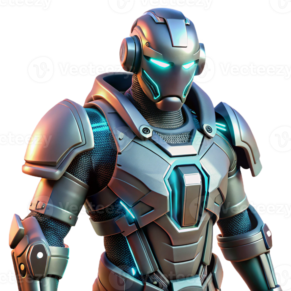dramatic creative A futuristic exoskeleton suit with glowing power conduits and articulated joints, dramatic rim lighting, sci-fi military style detailed png