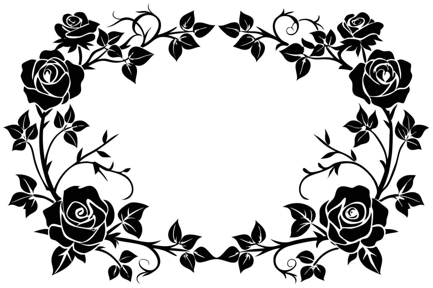 A Elegant black and white rose border design. vector