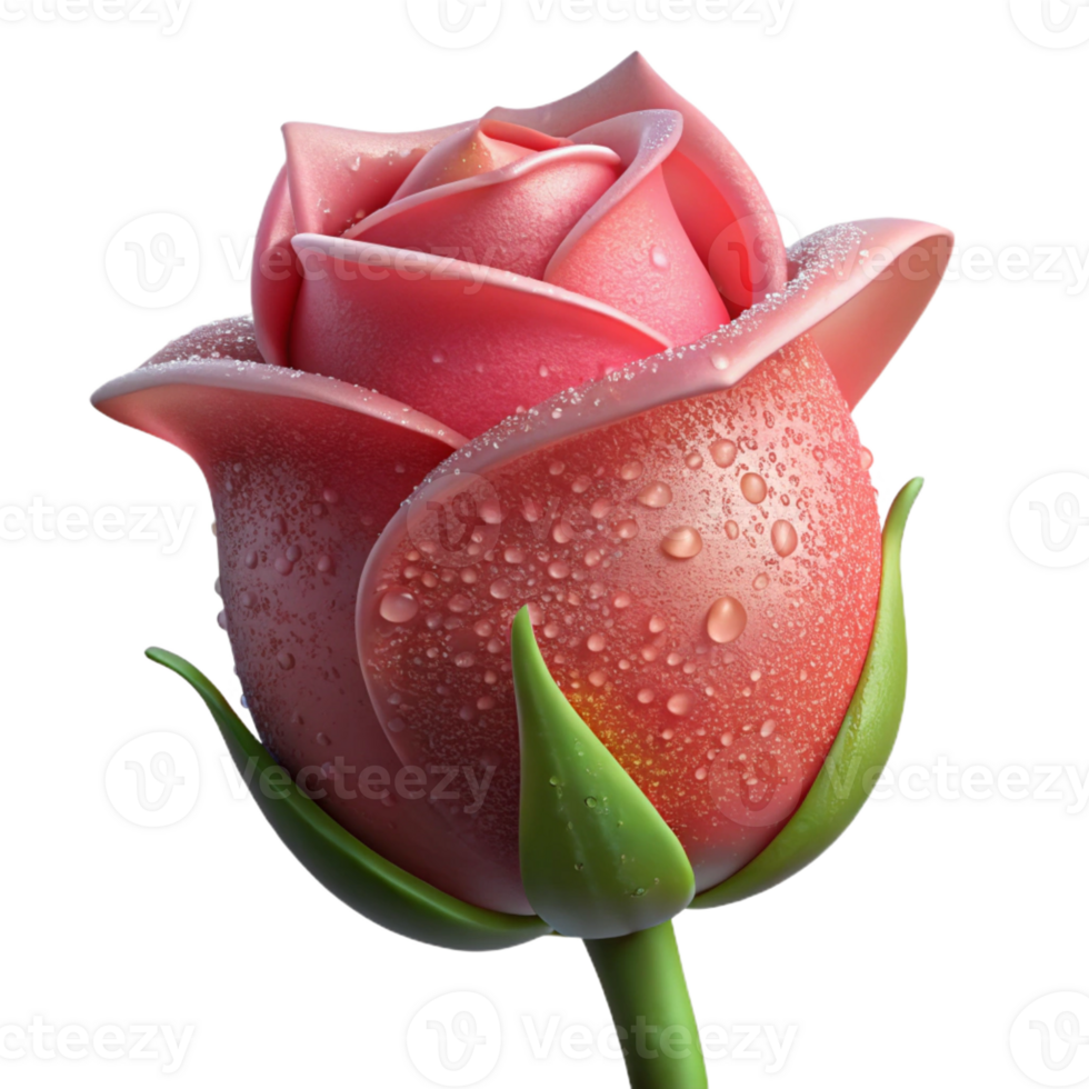 magnificent contemporary A single, unopened rosebud, covered in morning dew, soft, diffused lighting, macro photography style detailed png
