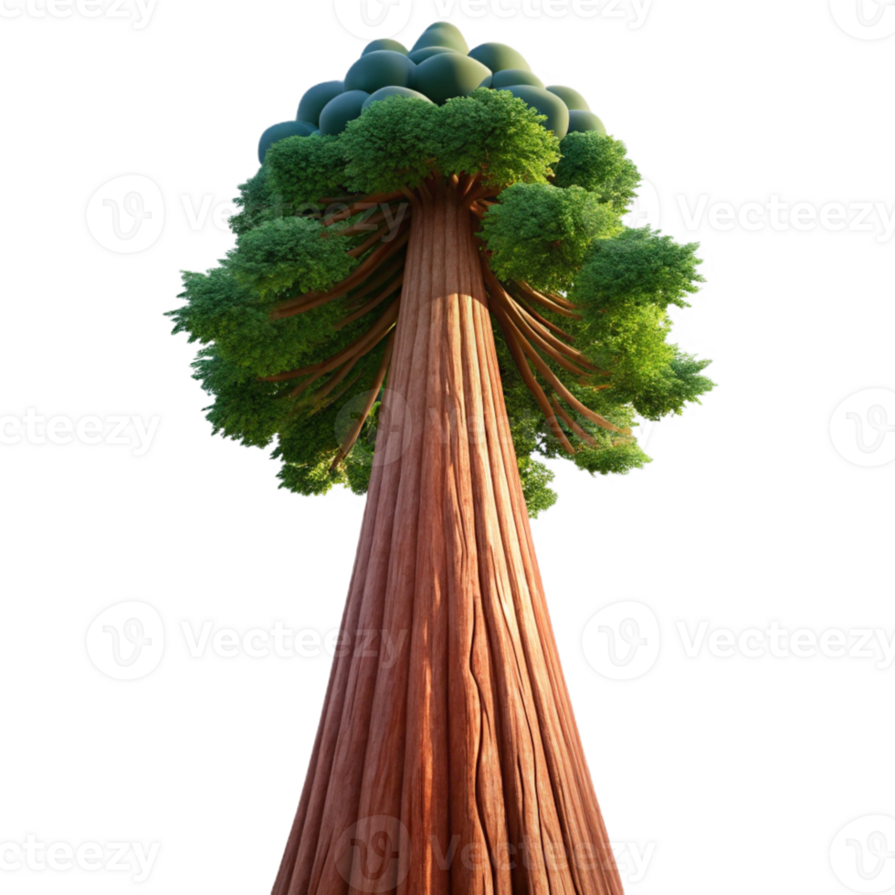 serene creative A giant sequoia tree, towering towards the sky, low angle view, majestic lighting, epic style premium png
