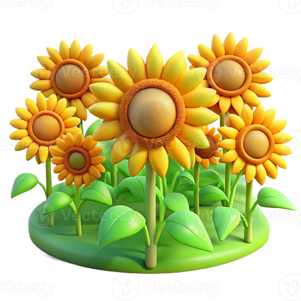 beautiful rustic A field of sunflowers, facing the sun, vibrant colors, impressionistic style high quality png