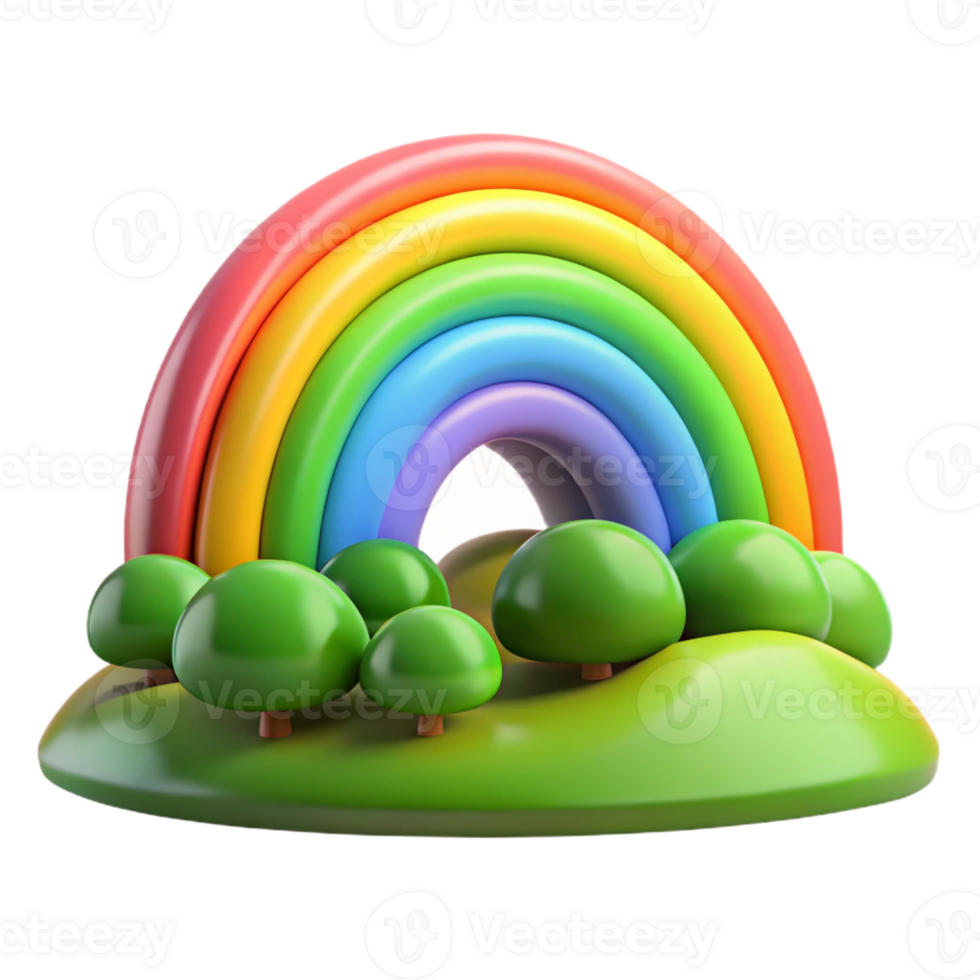 beautiful abstract A vibrant rainbow arcing over a green valley, soft lighting, dreamlike style 4K png