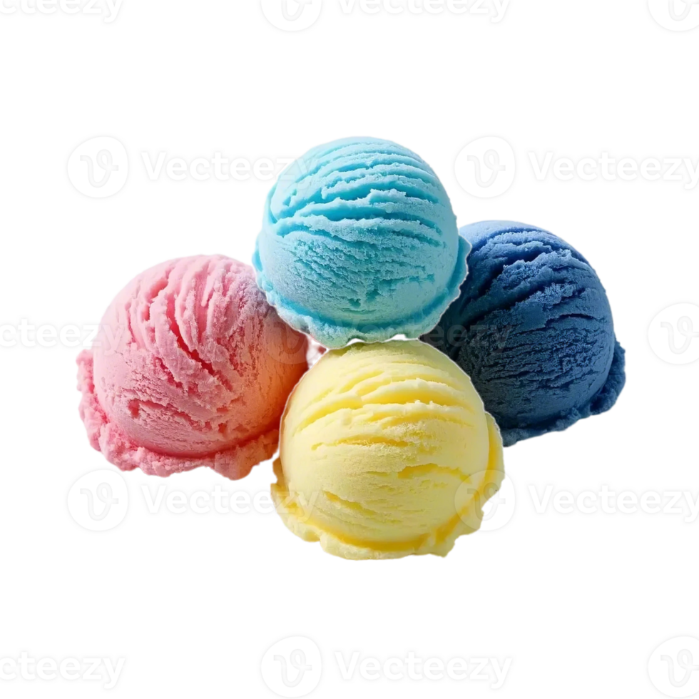 ice cream scoops or balls on isolated background png