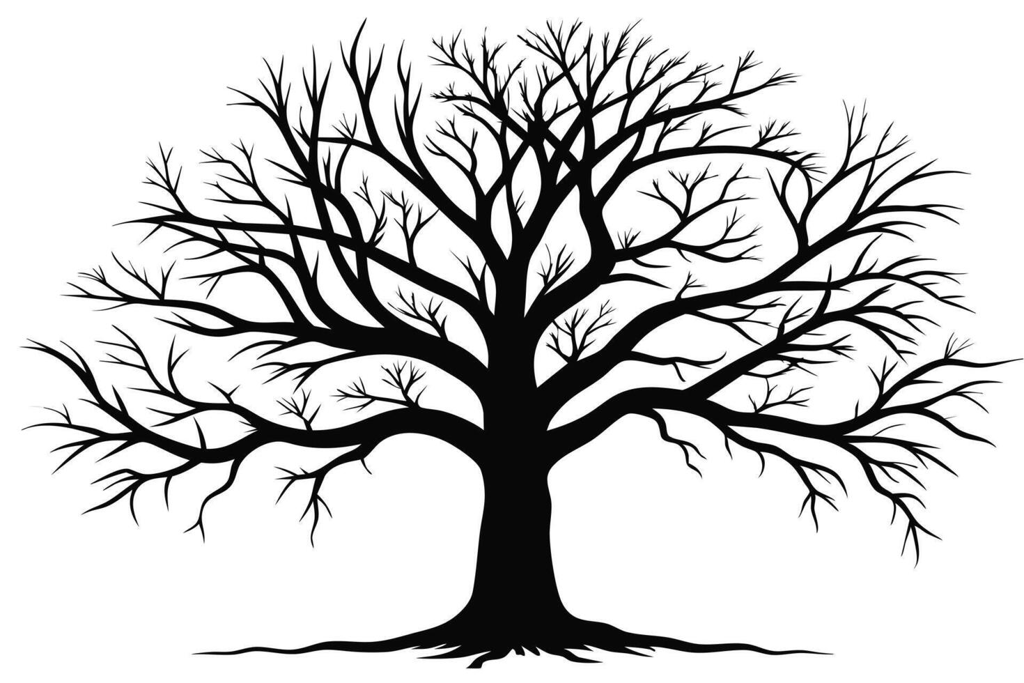 Elegant Black and White Silhouette of a Bare Winter Tree vector