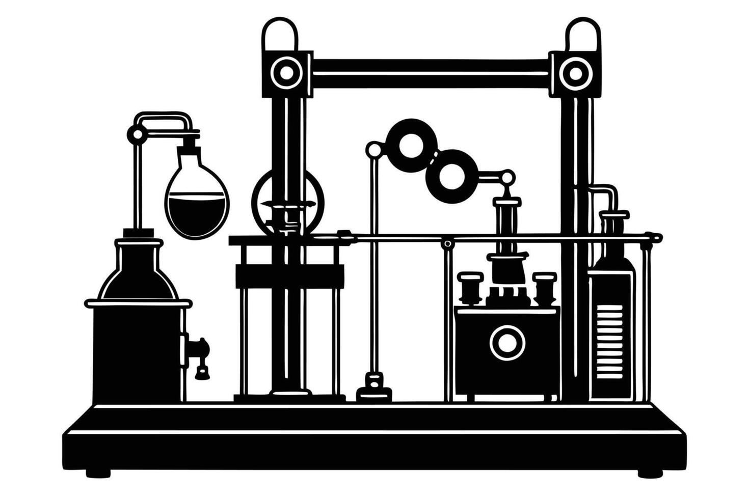 A simple black and white science lab equipment illustration. vector