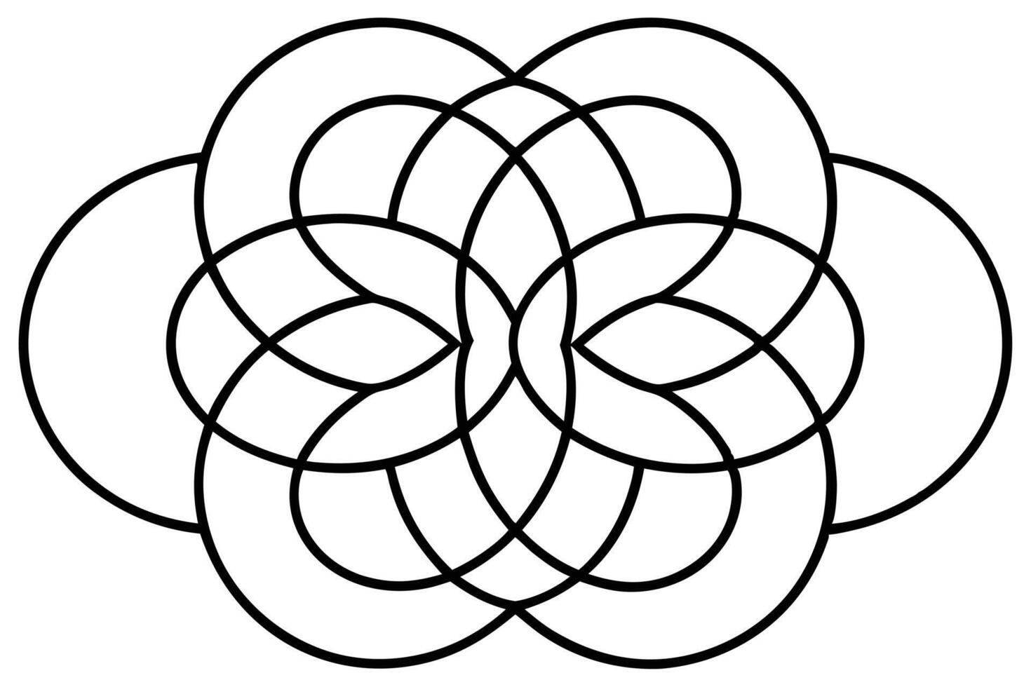 A Intricate Black Line Design of Intertwined Circles vector