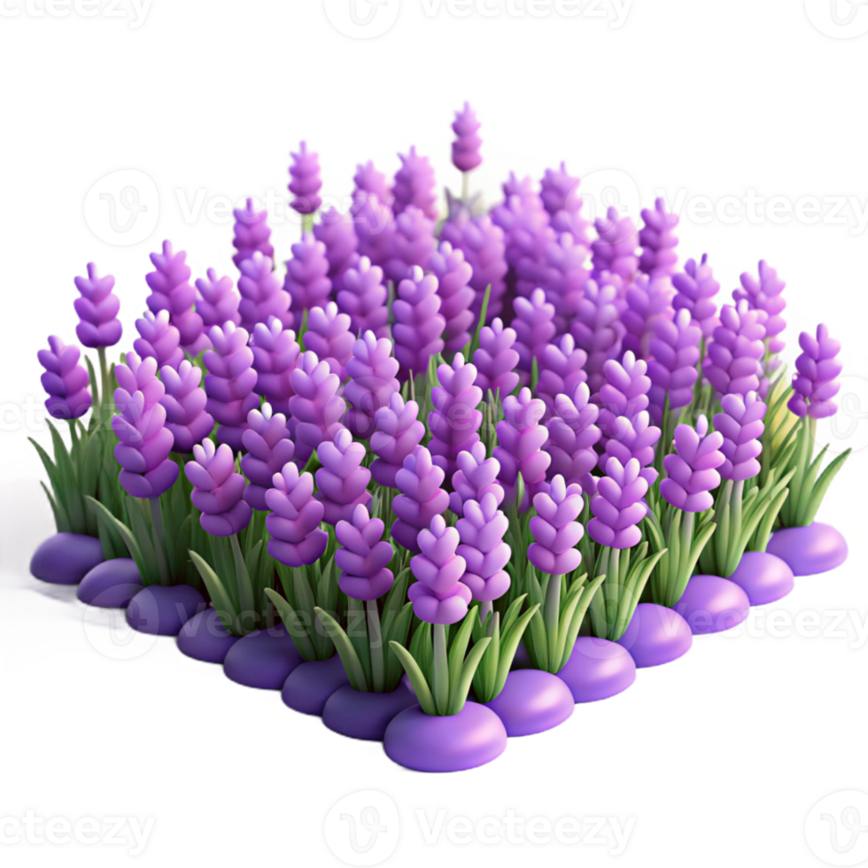 elegant contemporary A field of lavender, rows of purple flowers, soft lighting, fragrant and calming authentic png