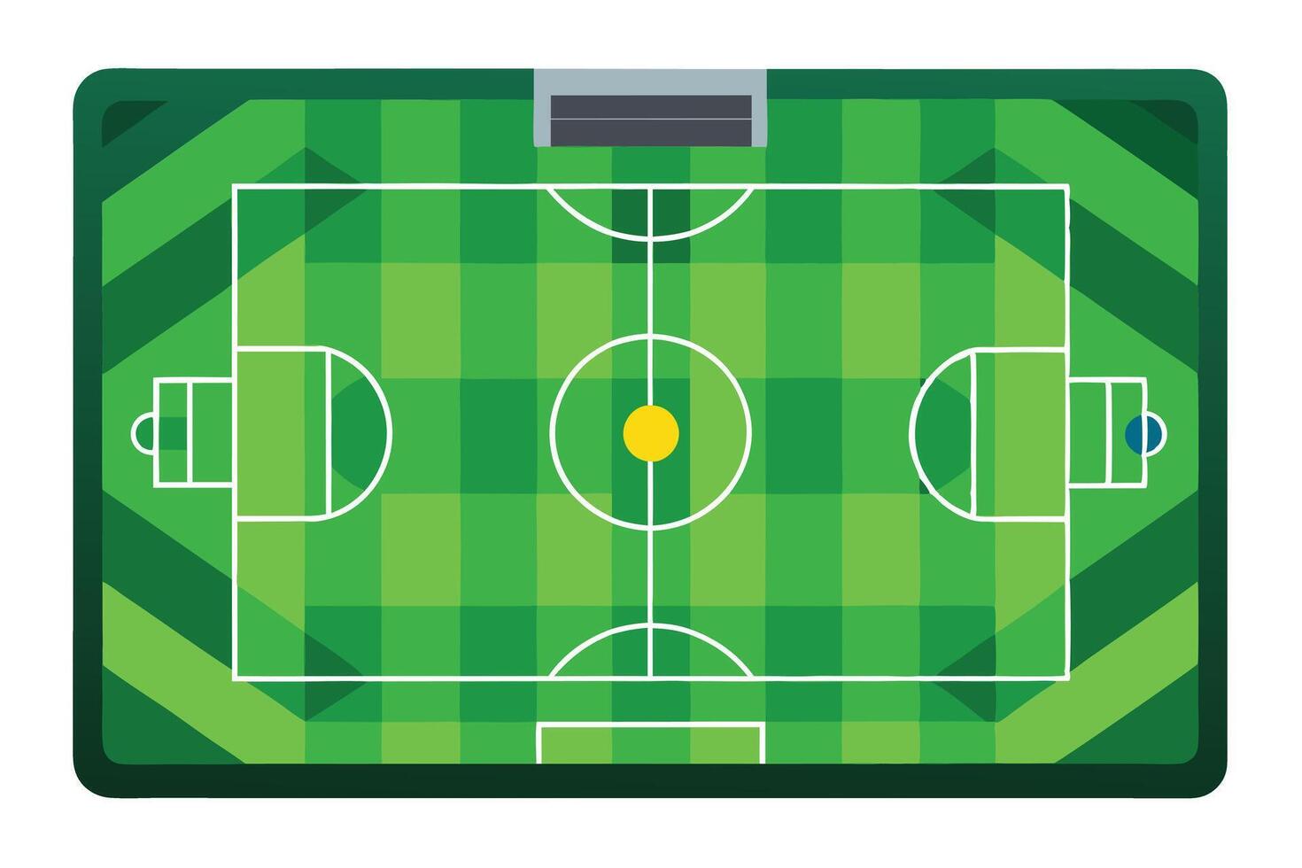 Flat illustration of a soccer field with markings. vector