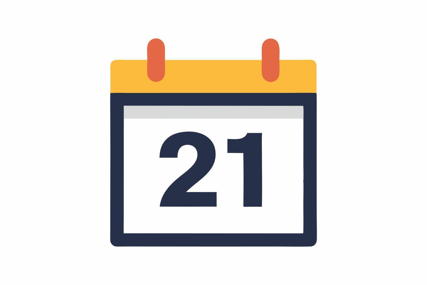 Simple calendar icon displaying the date 21st. vector