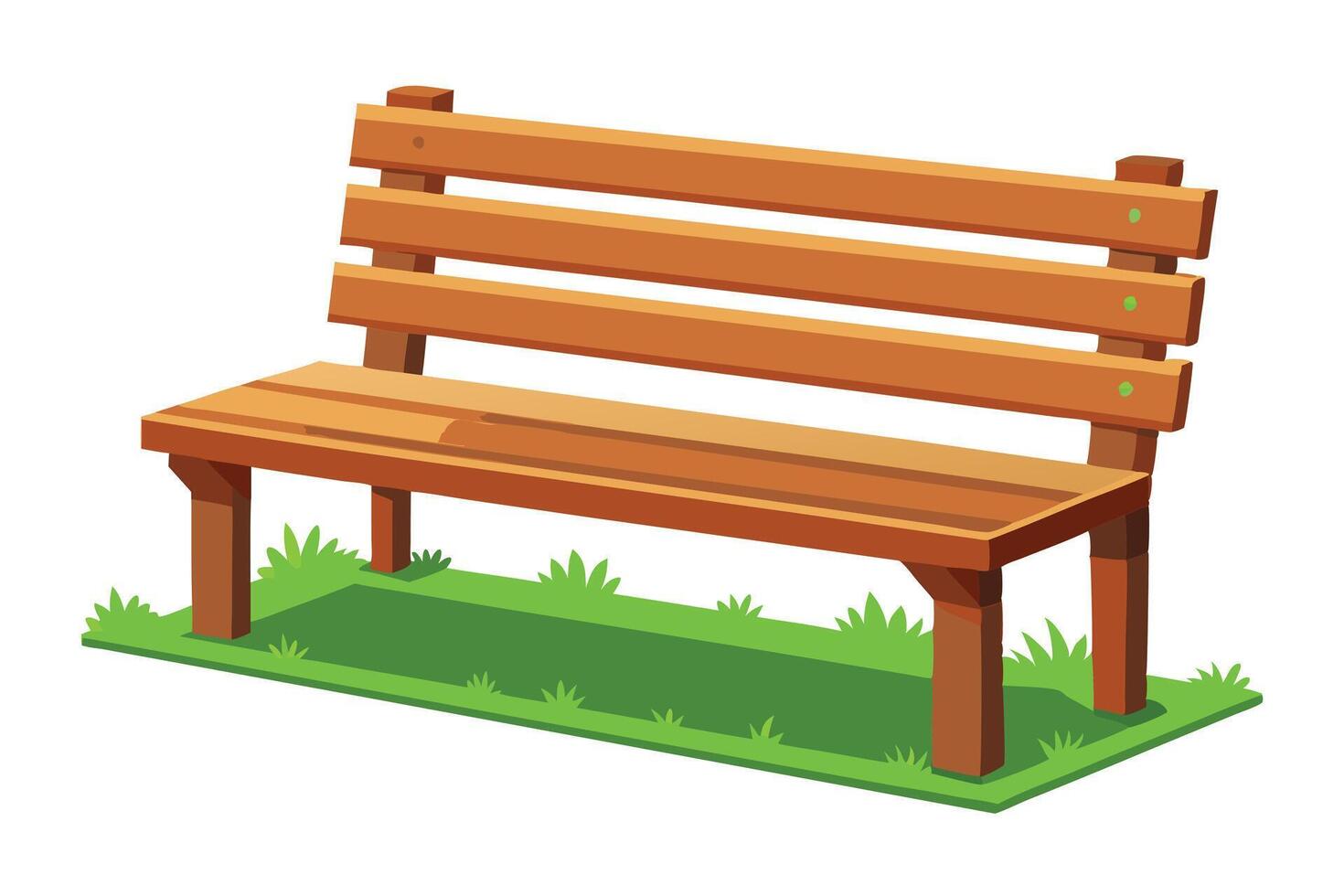 Colorful Cartoon Illustration of a Wooden Park Bench vector
