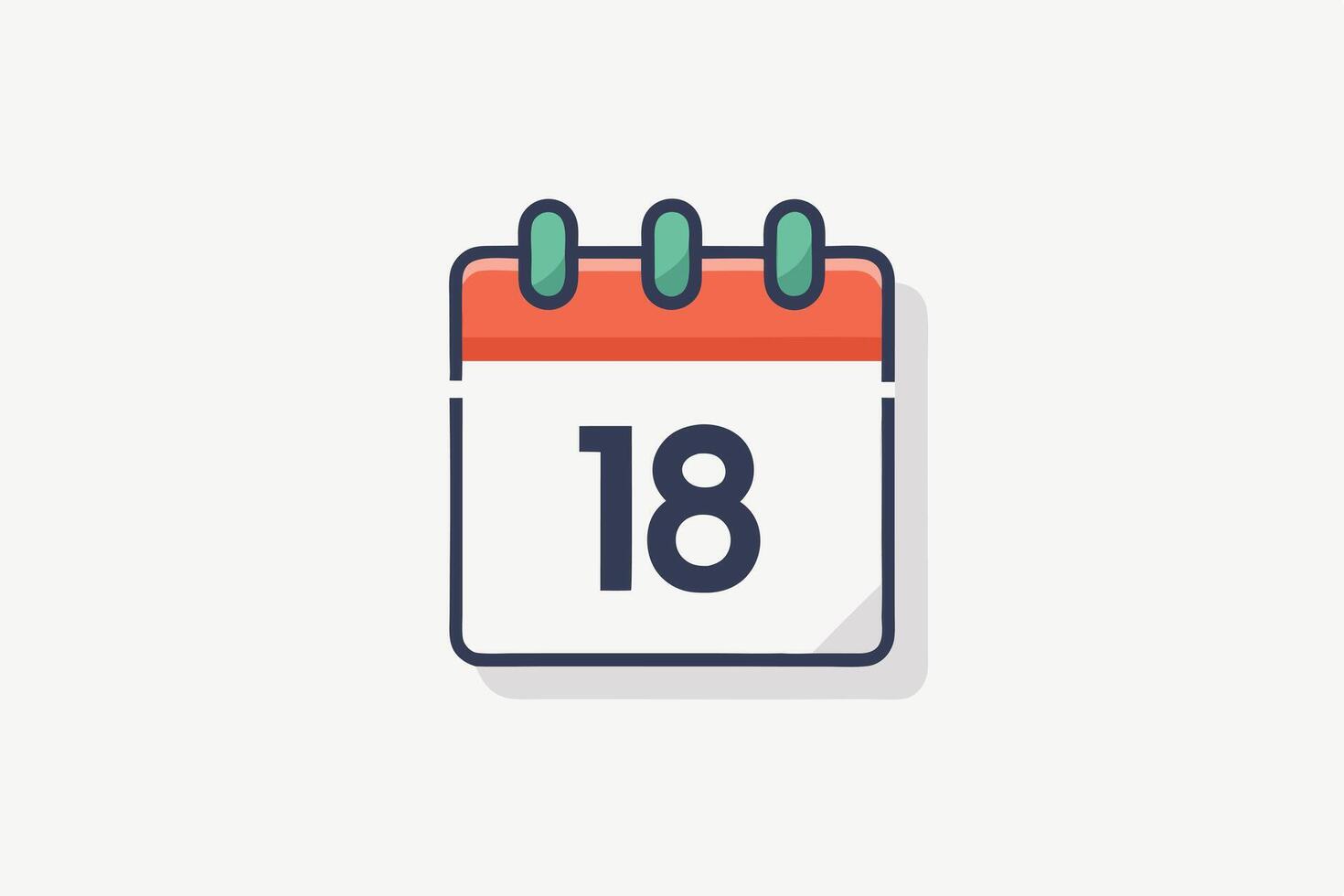 Flat Calendar Icon Showing the 18th of a Month vector