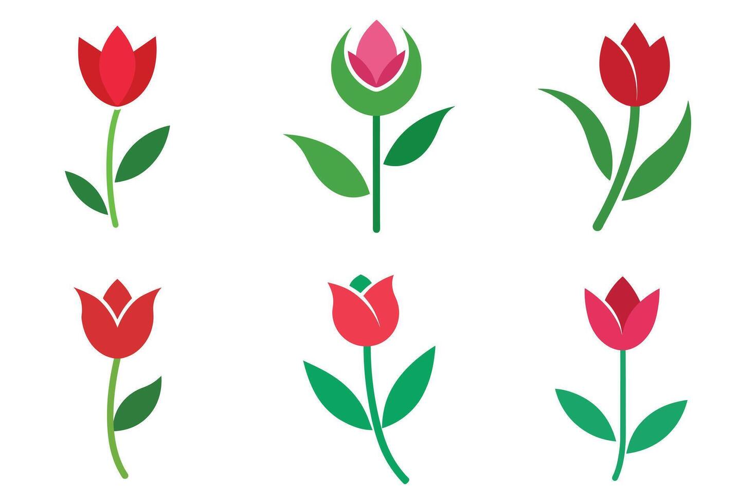 Simple and Colorful Tulip Icons vector