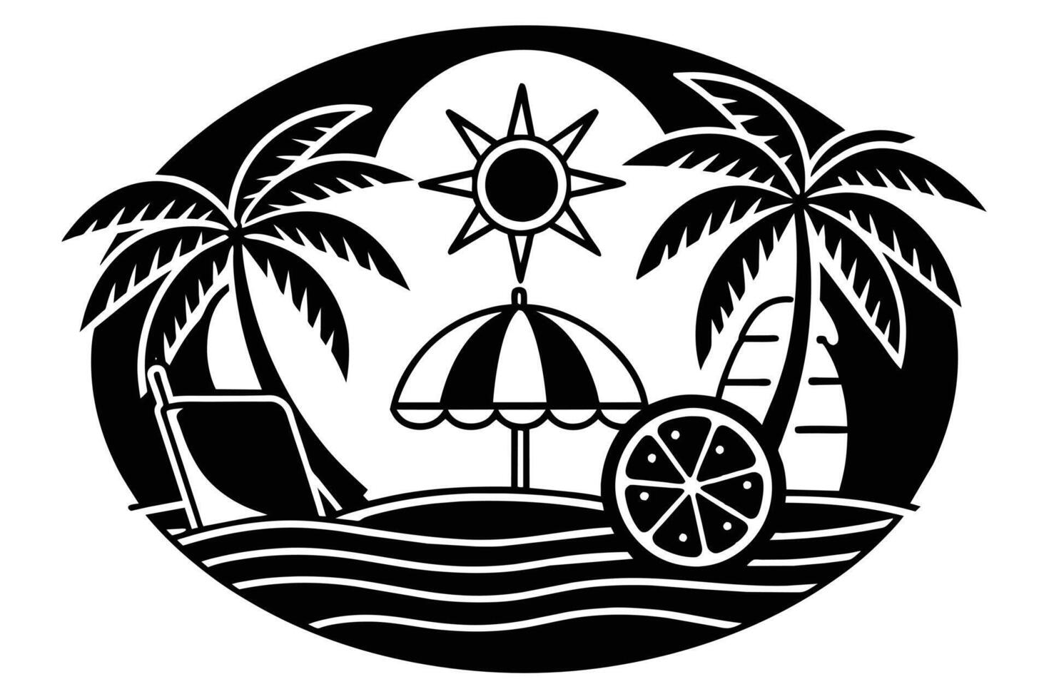 Stylish black and white beach scene graphic design vector