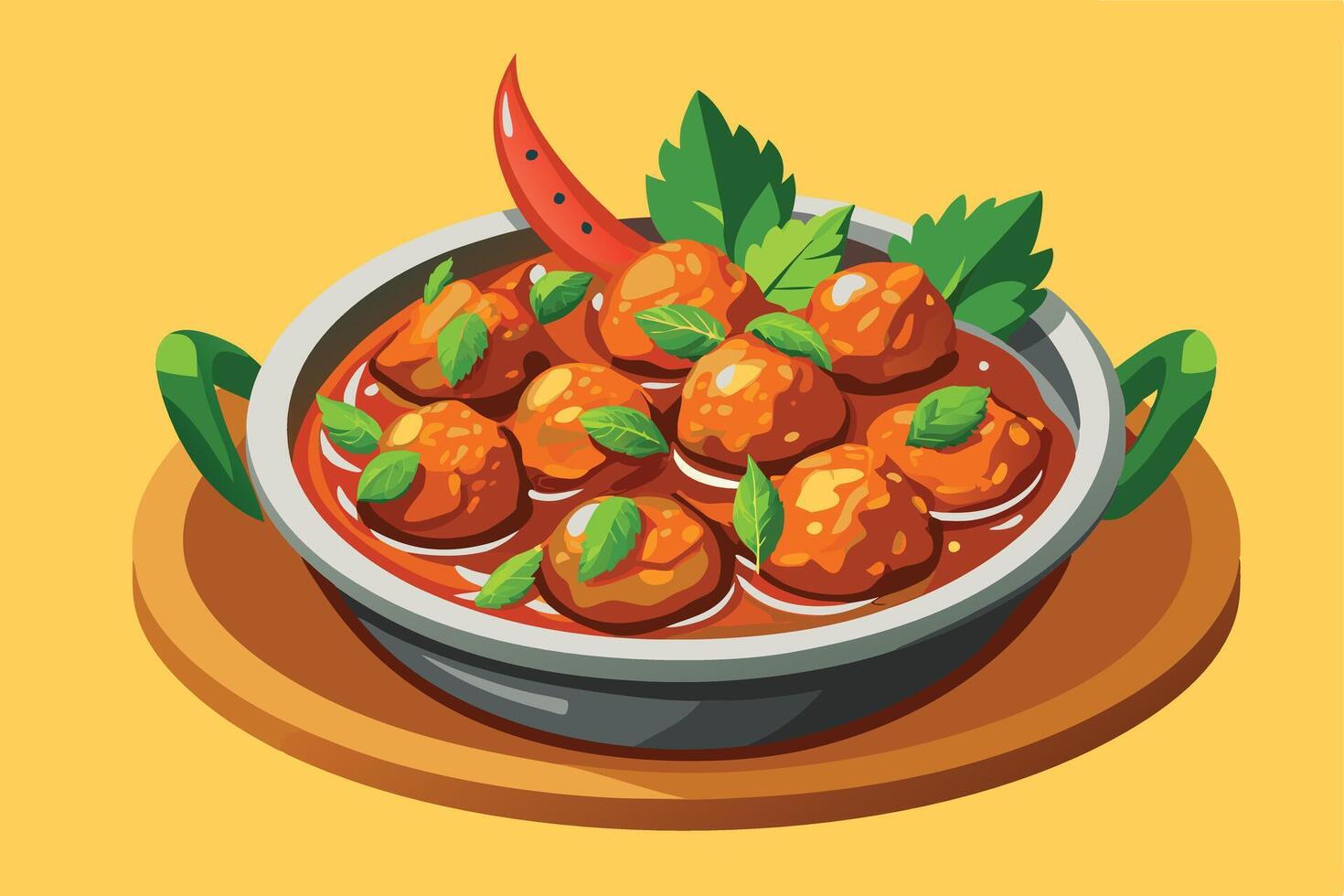 A delicious Hearty Soup in a Pot, Ready to Eat vector