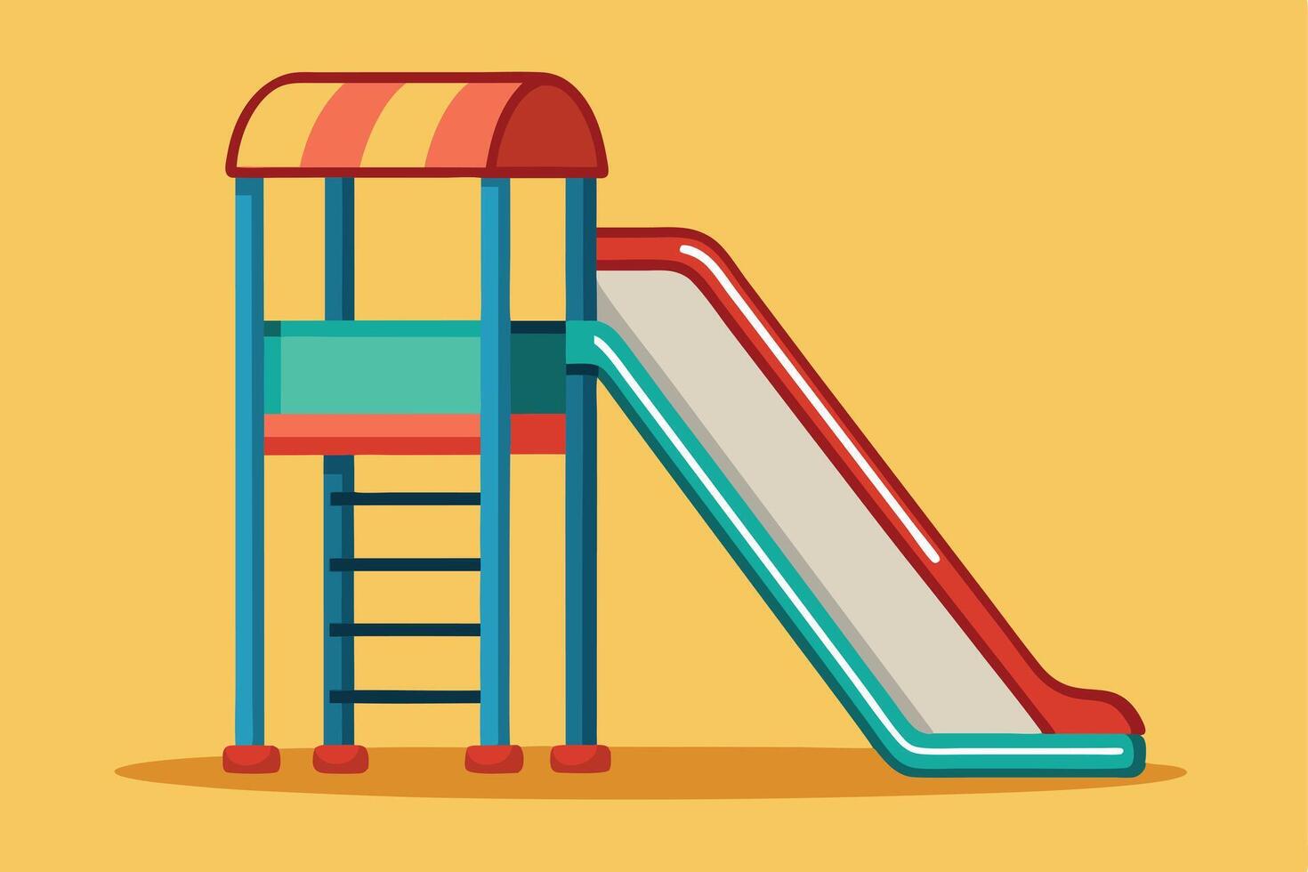 Colorful playground slide and climbing structure illustration vector