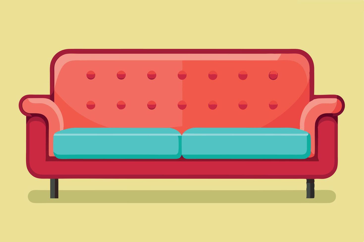 A Retro Two-Seater Sofa in Vibrant Colors vector