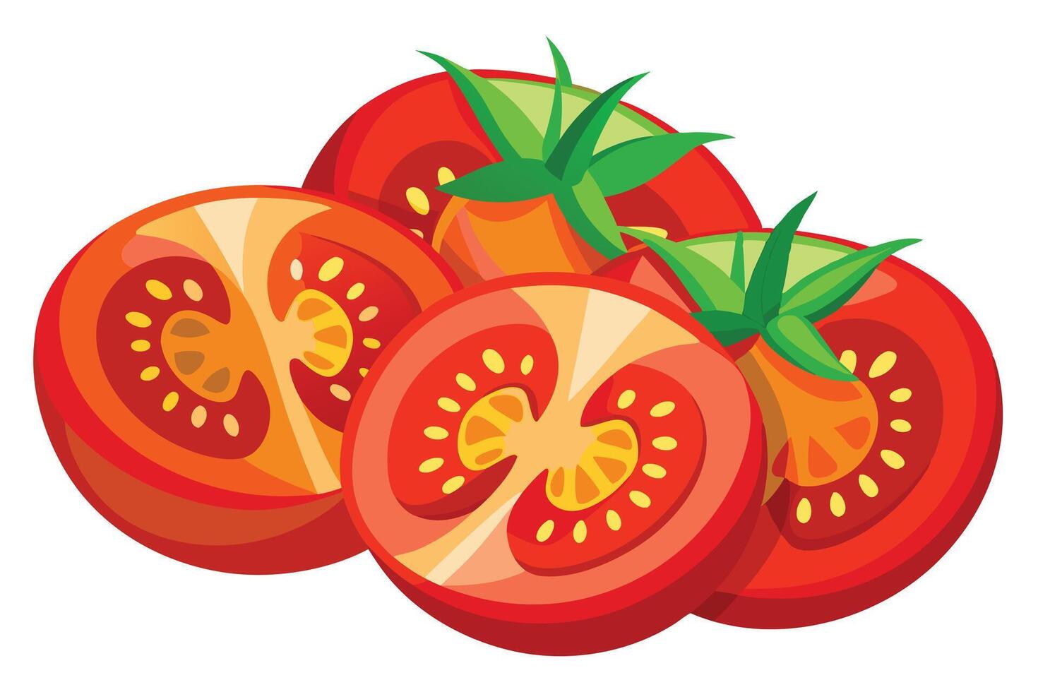 A colorful Illustration of Sliced Tomatoes Ready to Cook vector