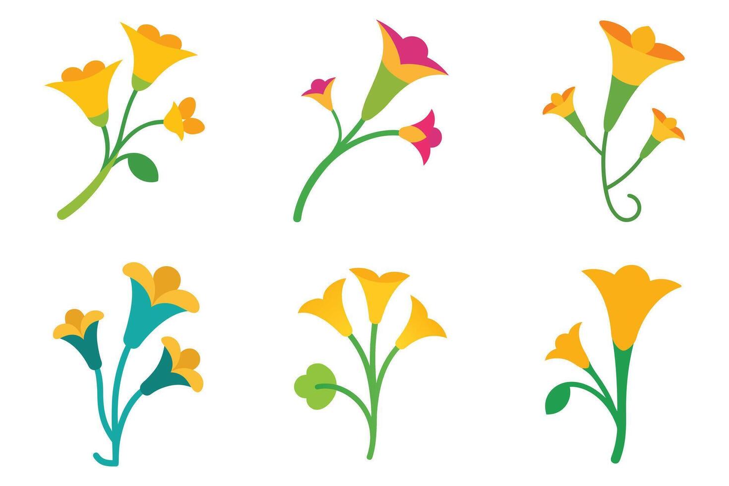 A Colorful Floral Icons Set Against a White Background vector