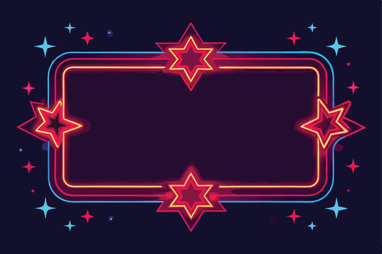 Neon Star Border Frame Graphic Design vector
