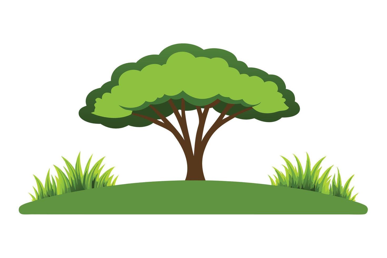 A Lush green tree on a grassy hill vector