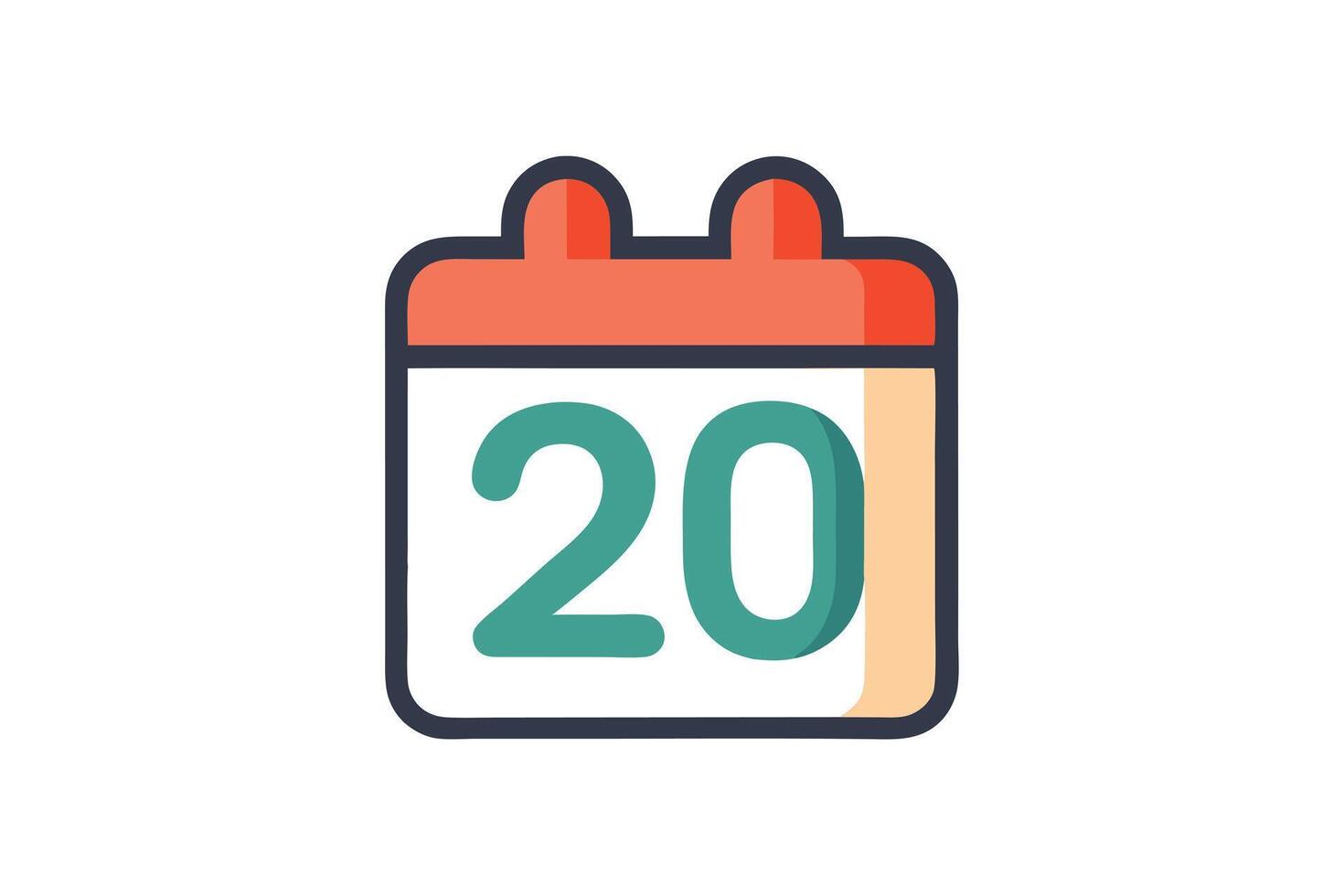 Simple calendar icon displaying the date 20th vector