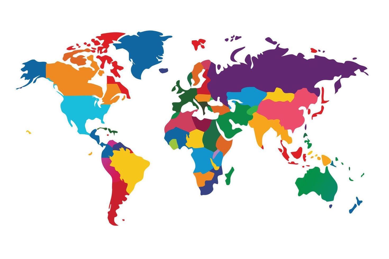Its Colorful World Map Divided into Regions vector
