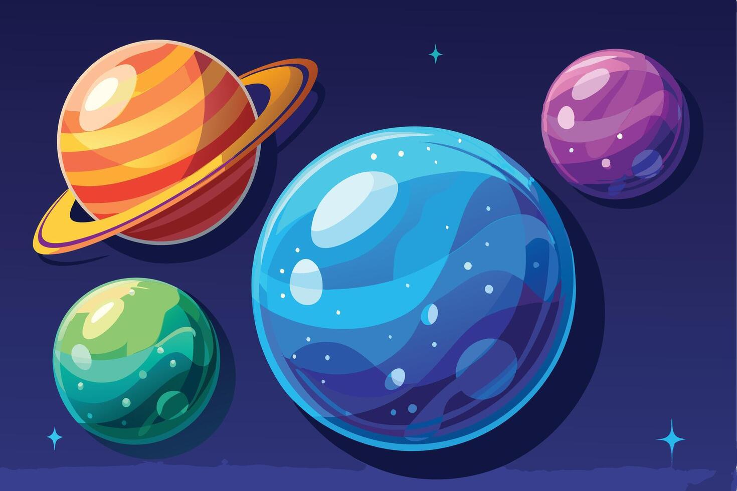 A colorful Cartoon Planets in Space vector