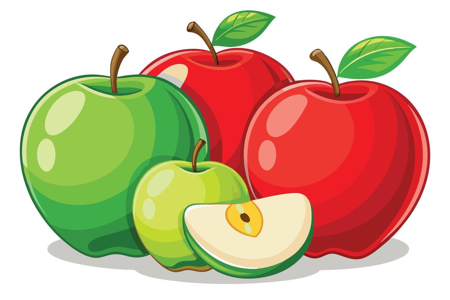 Colorful Illustration of Red and Green Apples vector