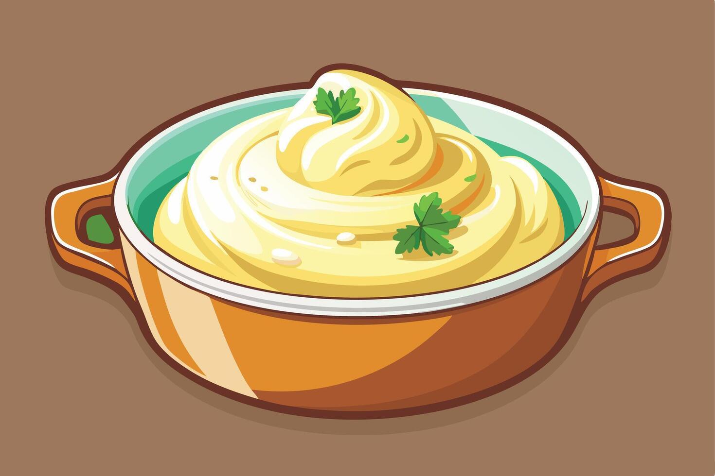 A creamy Mashed Potatoes in a Pan, Ready to Serve vector