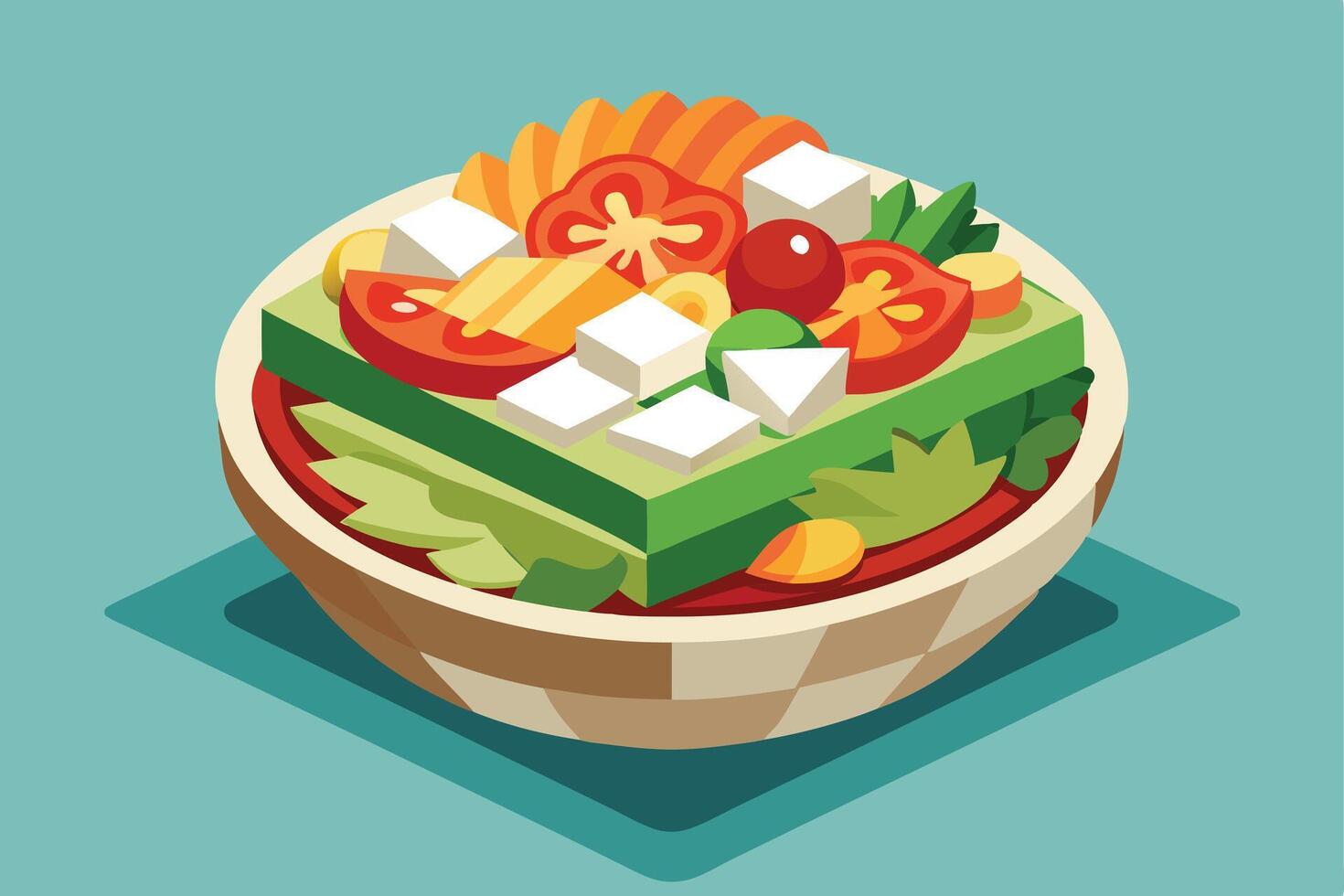 Colorful, Healthy Salad in a Bowl, Ideal for Restaurant Promotion vector