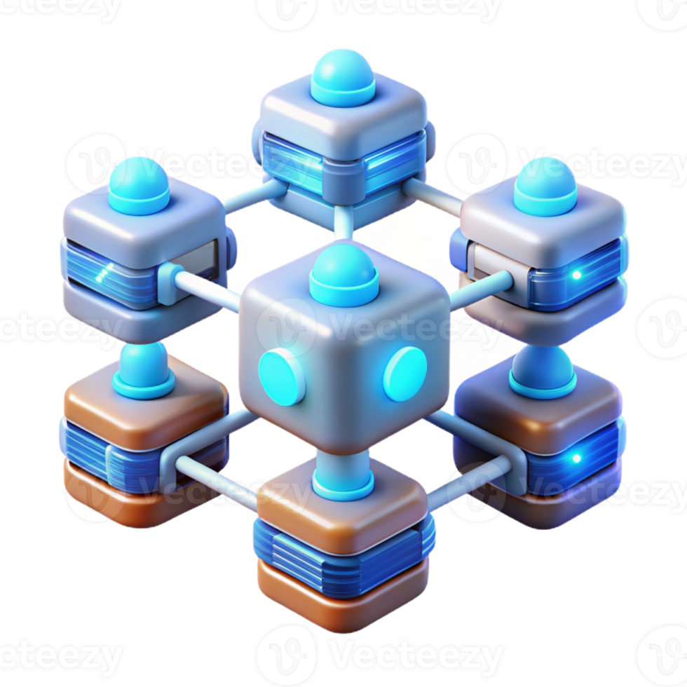 impressive classic A network of interconnected servers glowing with activity, intricate wiring, dark background with blue accents, technical illustration style 4K png