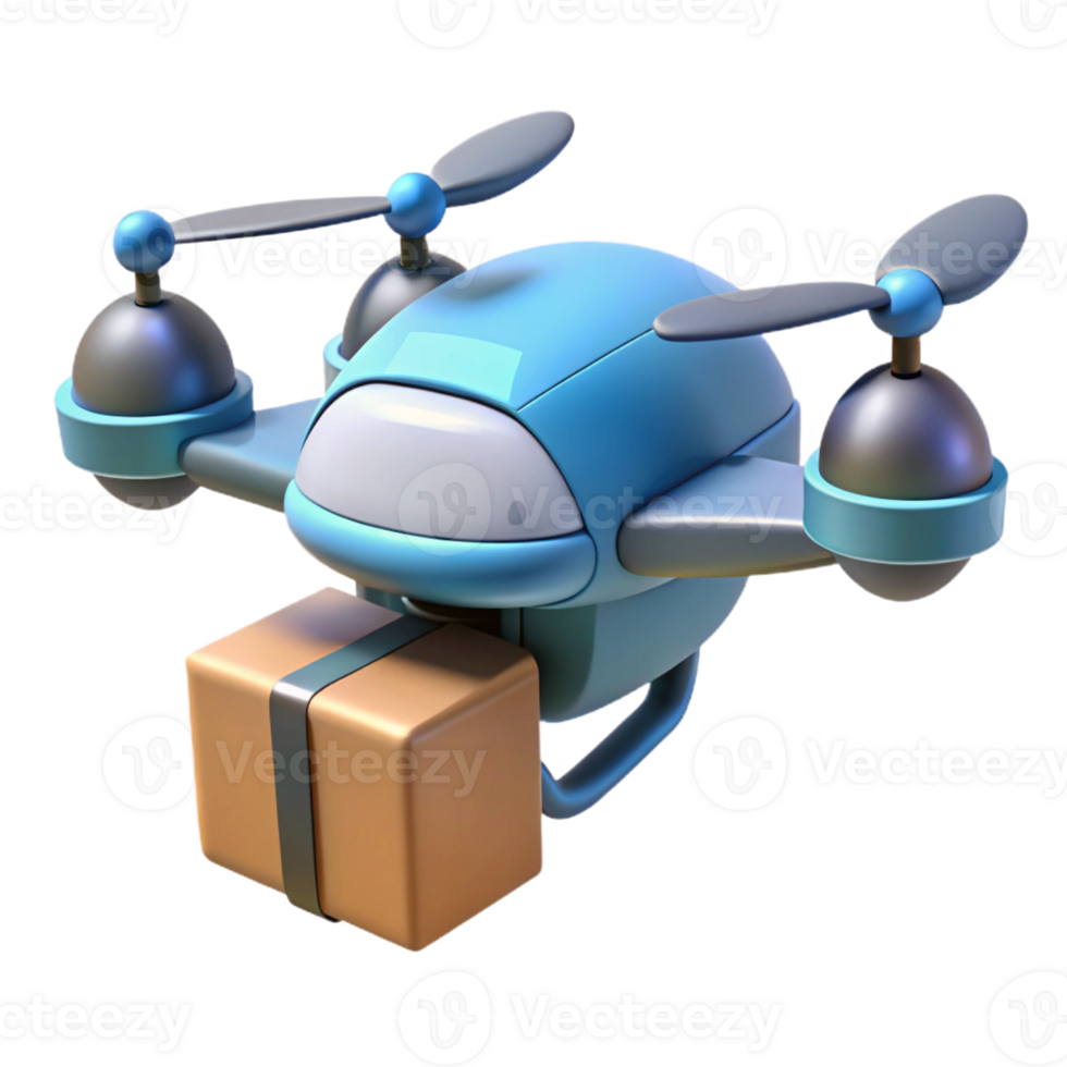 wonderful vintage A futuristic drone delivering a package, sleek design, daytime lighting, photorealistic style high resolution png