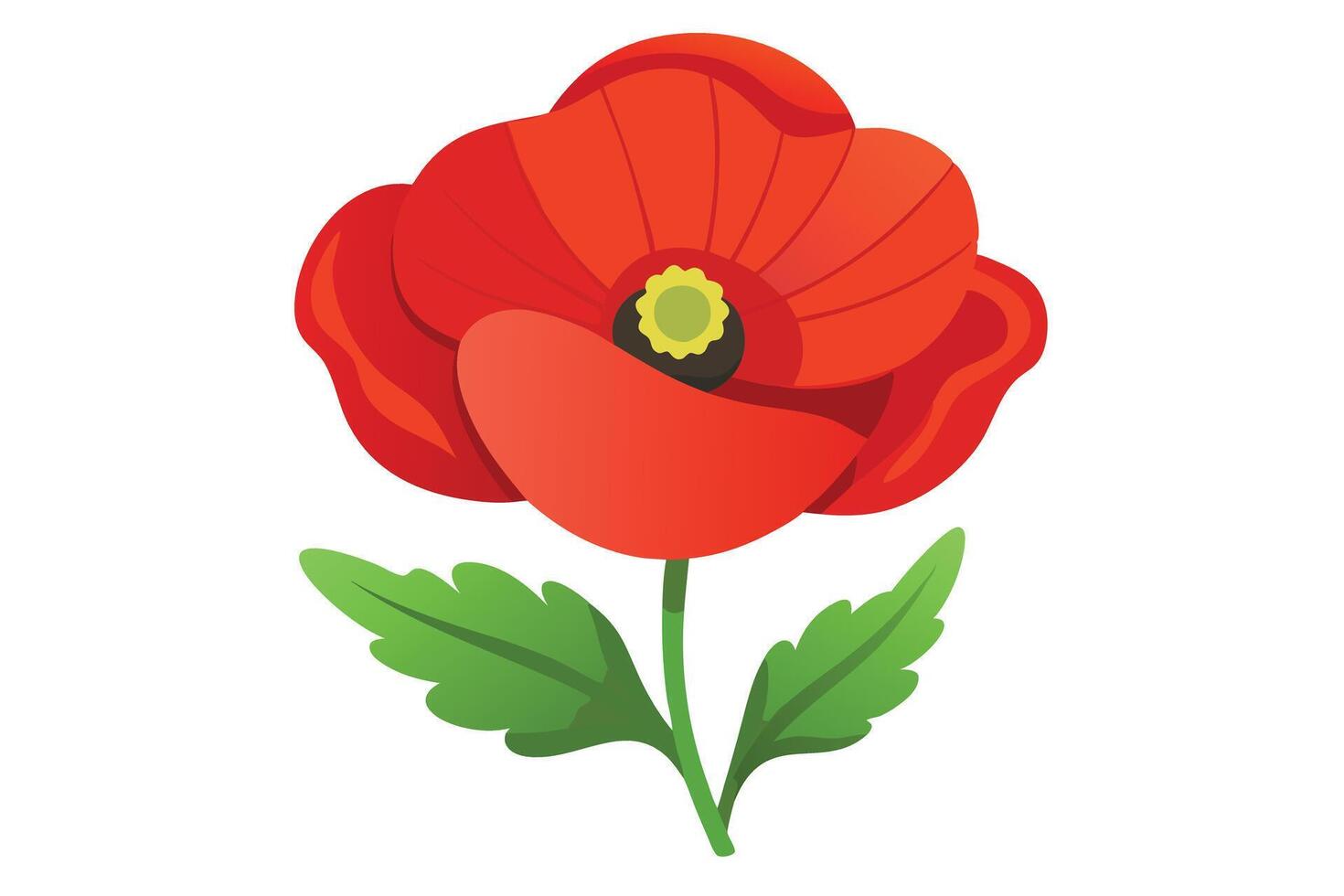 Vibrant red poppy flower design perfect for Remembrance Day. vector