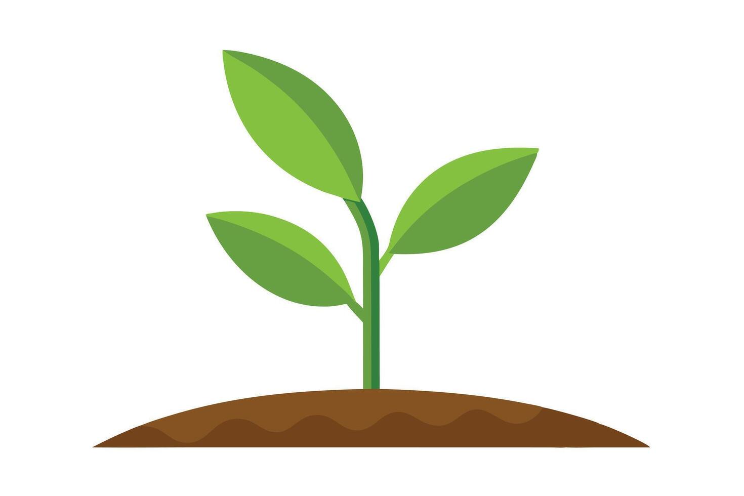 Simple illustration of a young plant sprouting from soil. vector