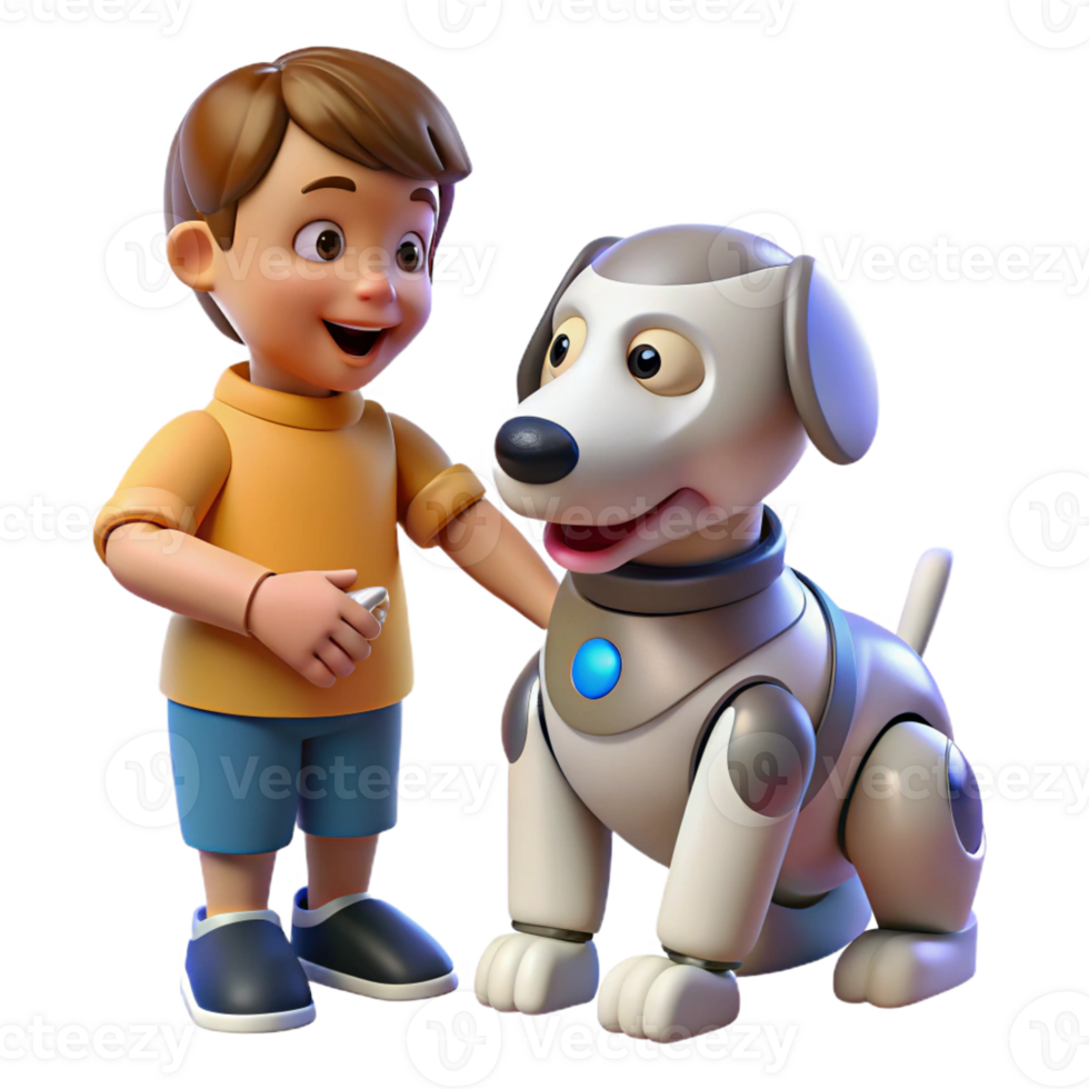 serene modern A Robotic Dog Interacting with a Child premium png