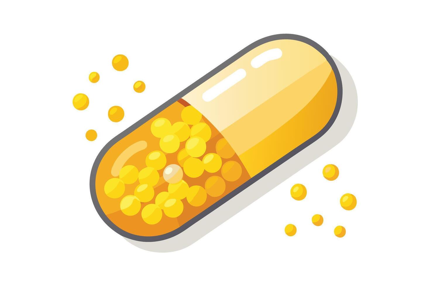 A vibrant Yellow Capsule with Nutrient-Rich Contents vector