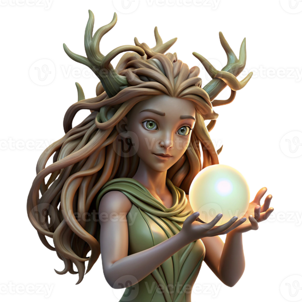 wonderful artistic A Serene Dryad with Bark Like Skin and high resolution png