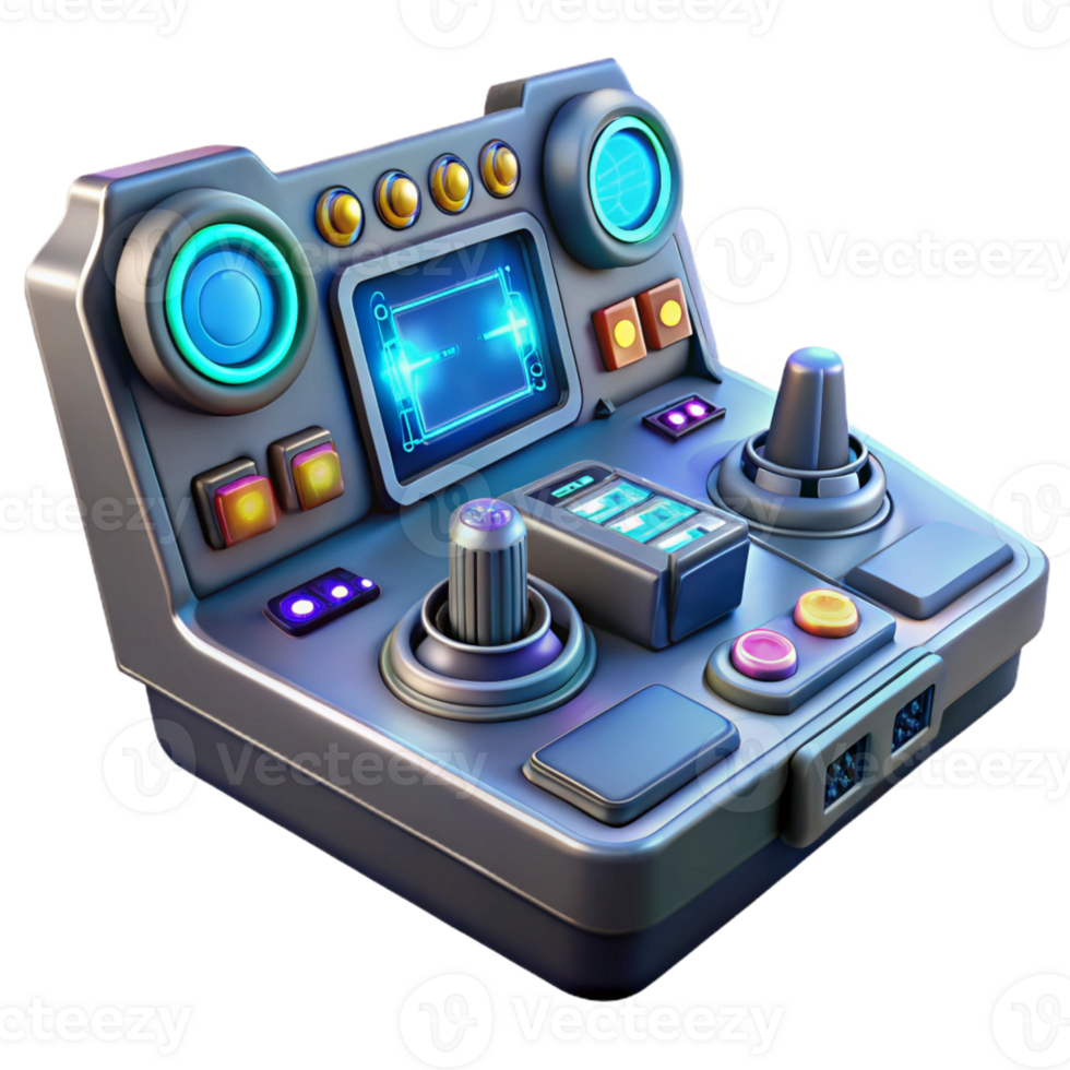 beautiful modern A futuristic control panel with glowing buttons and displays, intricate design, dim lighting, sci-fi style high resolution png