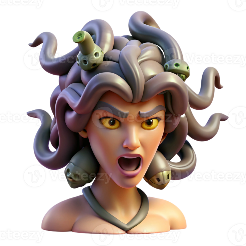 vibrant contemporary A Fearsome Medusa with Snakes for Hair high quality png